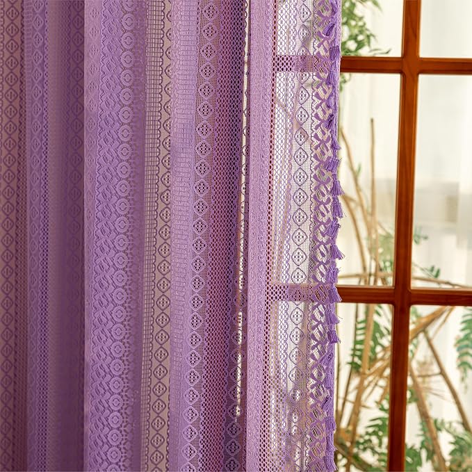 Sutuo Home Lavendar Boho Lace Curtains - Image 3