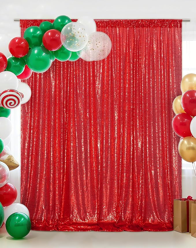 Eternal Beauty Red 3mm Sequin Backdrop 8x8 Ft - Image 2