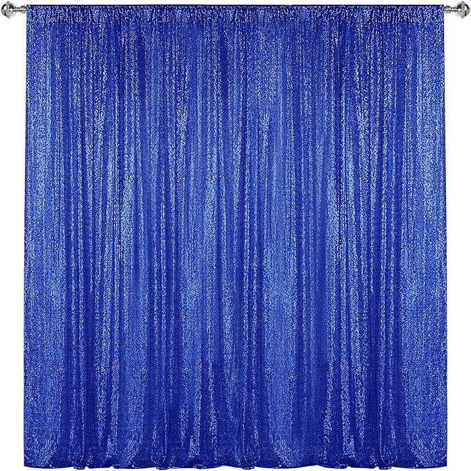 Sugargirl Royal Blue Sequin Backdrop Curtain 8FTx8FT Glitter Royal Blue by Sugargirl