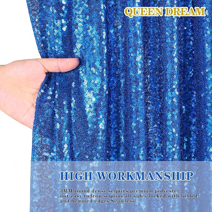 Royal Blue Sequin Backdrop Curtain Panels - Image 3