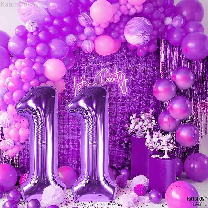 KatchOn Purple Number 11 Balloon 40 Inch, 11th Birthday Balloon Decor | 11th - Image 2