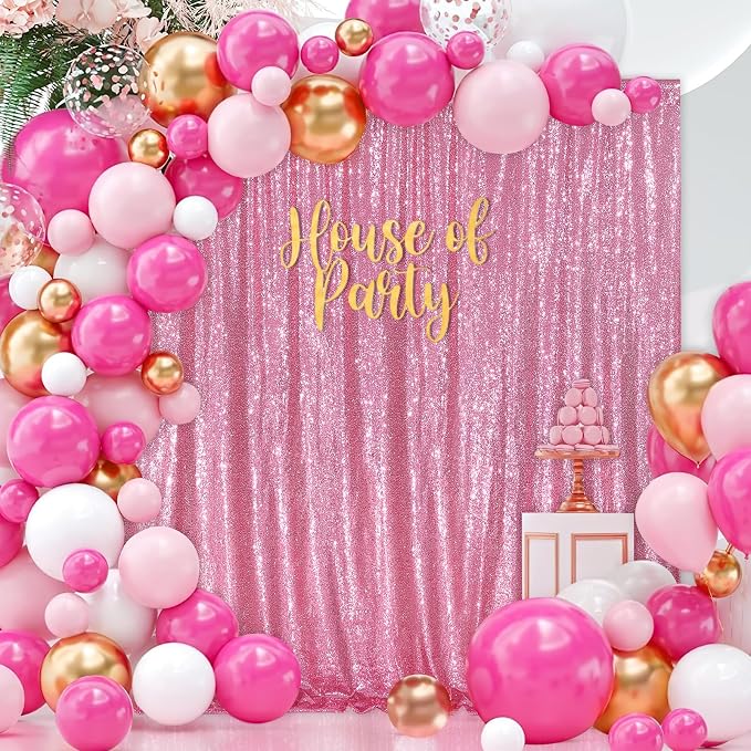 Blush Pink Sequin Backdrop Glitter Backdrop Curtains 10ft x 10ft Glitter - Image 2