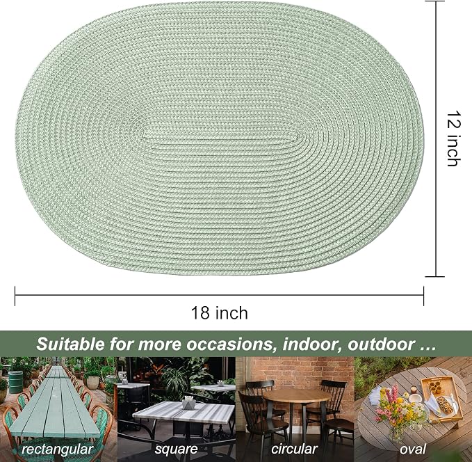 AHHFSMEI Placemats Set of 4 for Dining Table Washable Woven Non-Slip 18x12 - Image 2