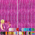 Rose Pink Party Streamers 2 Pack Glitter Foil Fringe Curtain 3.3 x 8.3ft Pink by UWPVOWSR