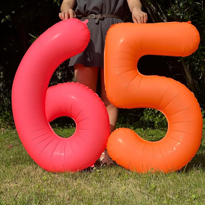 Orange Birthday Number 7 Balloon 40 inch Fluorescent Orange Number 7 | Helium - Image 5