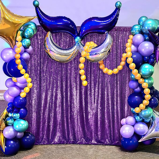 Purple Sequin Backdrop 8ft x 8ft Glitter Party Backdrop Curtains | Glitter - Image 4