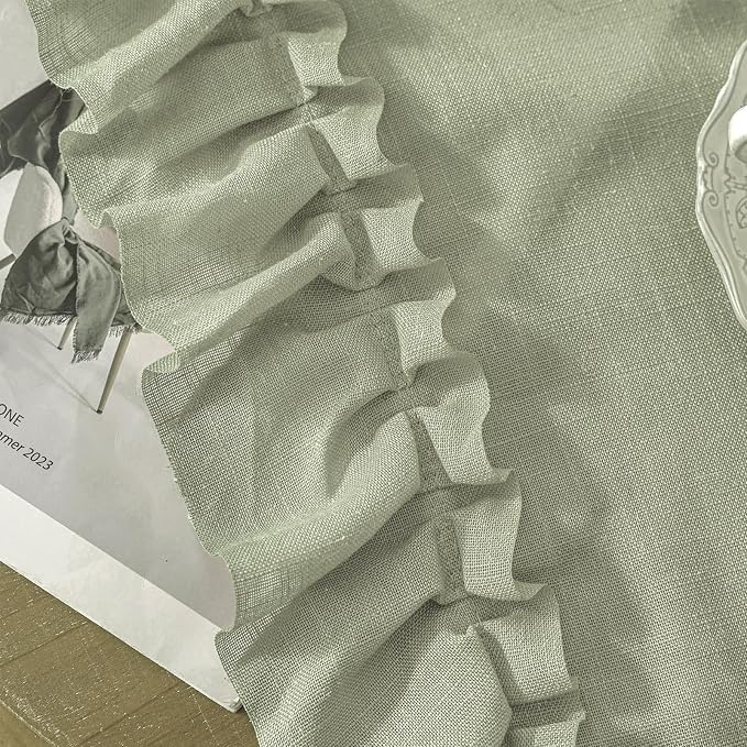 Light Sage Green Farmhouse Curtains - Image 7