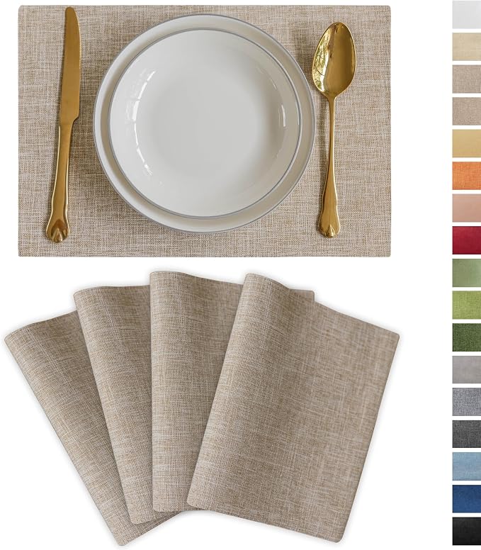 Demetex Burlap Placemats Set of 4 Heat Resistant Decorative Cloth Place Mats by DEMETEX