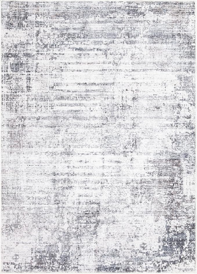 Bloom Rugs Washable Non-Slip 9' x 12' Rug - Gray/Charcoal/Blue Modern Abstract Area Rug for Living Room, Bedroom, Dining Room, and Kitchen - Exact Size: 9' x 12'