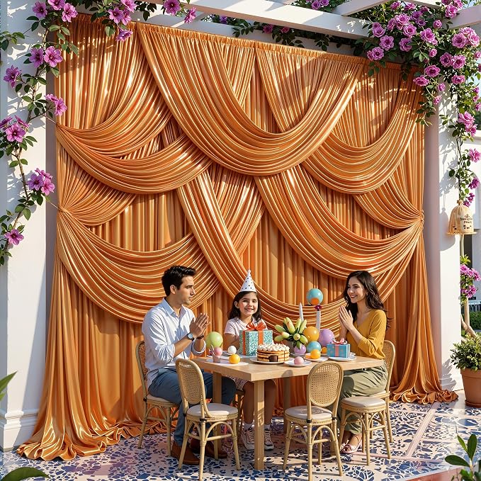 20x10ft Rust Orange Glitter Backdrop Curtain - Image 6
