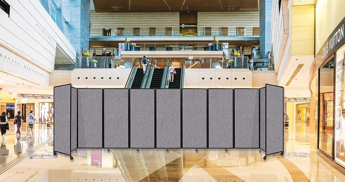 Versare Room Divider 360 Portable Wall Partition | Folding Panels | Large Freestanding Divider | Locking Wheels | Temporary Room Separator
