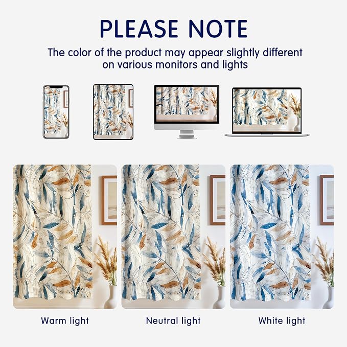 SUBRTEX Light Flitering Curtains 52Wx72L, Room Darkening Vibrant Floral Drapes - Image 7