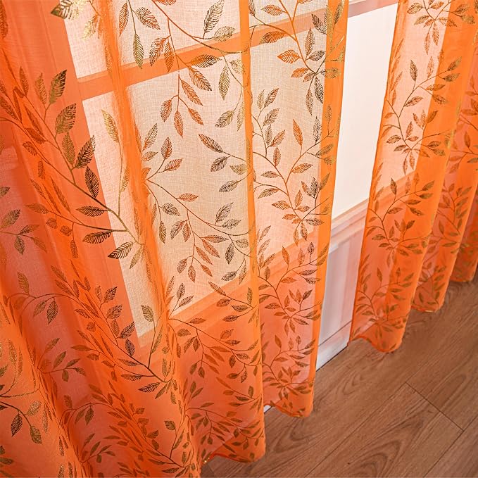 Sutuo Home Orange Sheer Curtains - Image 8