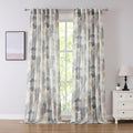 Kayne Studio Blue Tan Boho Geo Rod Pocket Semi Sheer Curtains 95 Inch Long | by KayneStudio