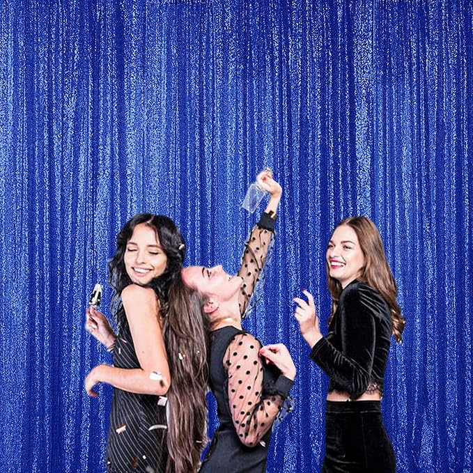 Sugargirl Royal Blue Sequin Backdrop Curtain 4FTx8FT Glitter Royal Blue - Image 4