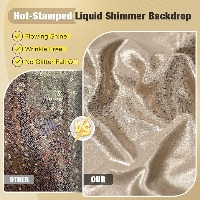 10x10FT Champagne Sequin Backdrop Curtain - Image 2