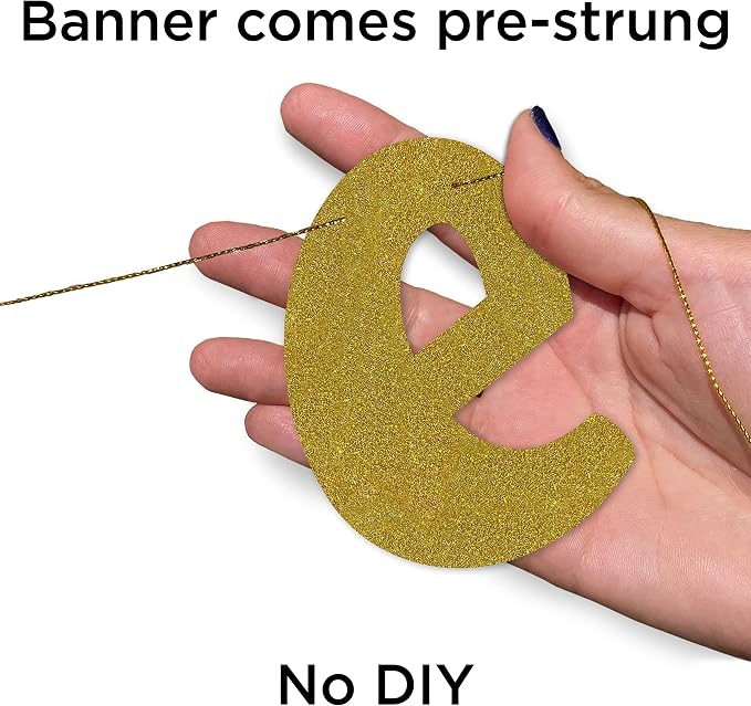 Pre-Strung The Man The Myth The Legend Gold Glitter Banner - Image 9
