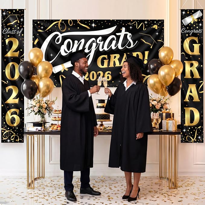 JOYIN 3 Pcs Graduation Decorations Class of 2026, Large Graduation Banners Set - Image 8