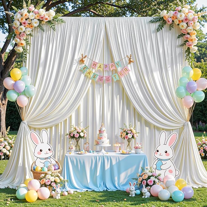 20x10ft Ivory Glitter Backdrop Curtain - Image 8