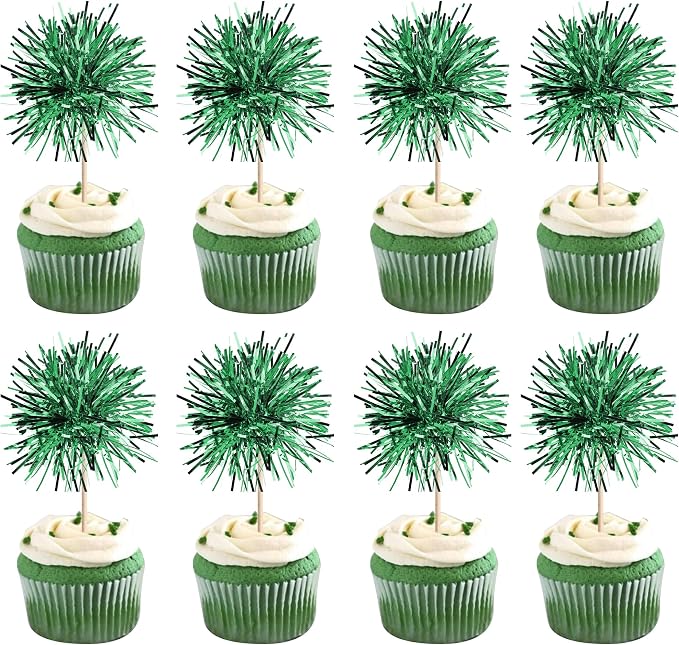 40 PCS Foil Firework Cupcake Toppers Green Sparkler Cupcake Picks Sparkle by ZHUOWEISM
