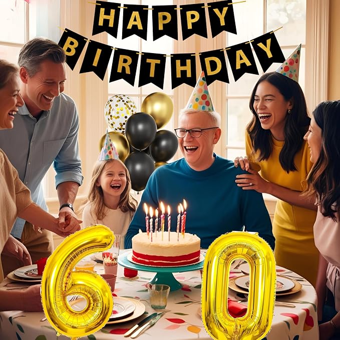 Gold 60th birthday decorations for men - Image 6