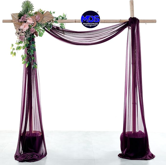 MDS Halloween Chiffon Draping Fabric - 1 Panel, 30" Wide x 20ft Long - Sheer Spooky Arbor & Canopy Drapery for Haunted House Backdrops, Party Ceilings, DIY Costumes & Themed Events - Eggplant