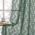 Dark Green Lace Curtains 72 Inches Long 2 Panels Country Vintage Sheer Lace by FOLKSIDEHomeDecoration