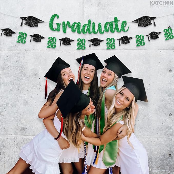 KatchOn Green and Black Graduation Banner 10 Feet | Glitter, Congrats Grad - Image 4