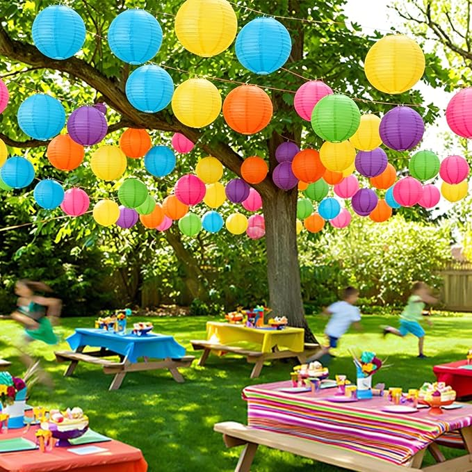 Qenk 12 Pcs Colorful Paper Lanterns - Image 5