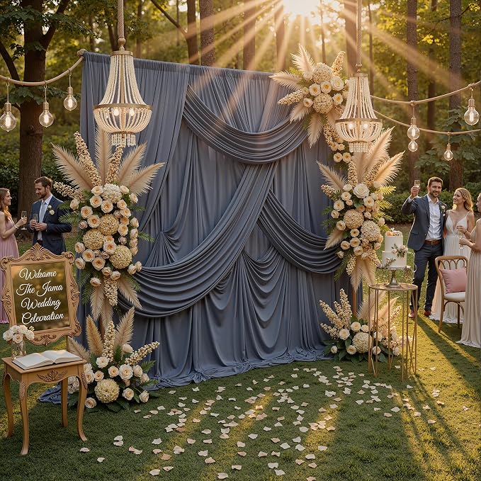 30ft x 10ft Wrinkle Free Charcoal Backdrop Curtains - Image 7