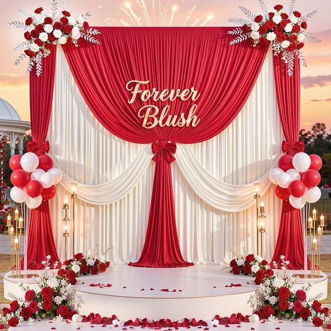 Outpain 30 ft x 8 ft Red Backdrop Curtain Panels, 6 Panels 5 ft x 8 ft Wrinkle - Image 9