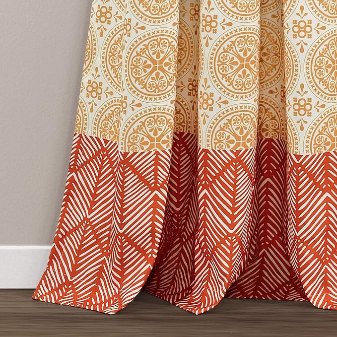 Lush Decor Bohemian Stripe Window Curtain Panels, Pair 52" W x 84" L Fuchsia & - Image 3