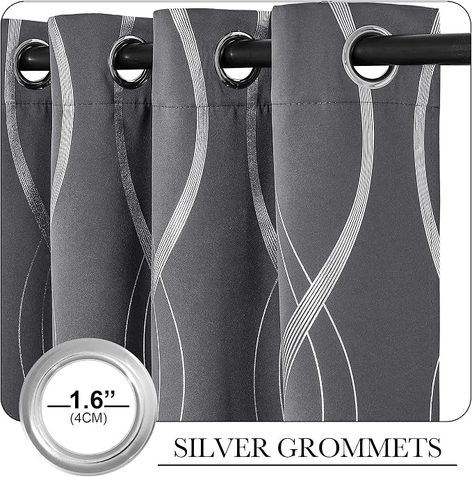 NICETOWN Small Blackout Grey Cafe Curtain Panels, 34 by 45 Inch, Window - Image 3