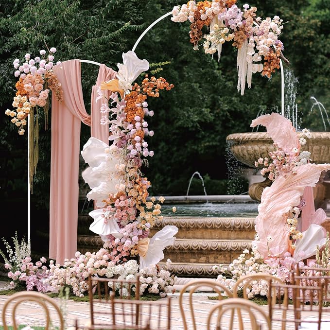 Wedding Arch Backdrop Stand 7.2FT, 6FT White Metal Arch Stand Set | Metal Arch - Image 3