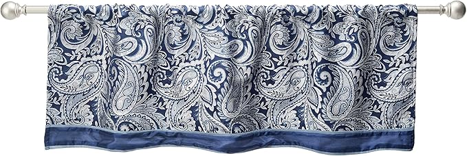 Madison Park Aubrey Faux Silk Paisley Jacquard, Rod Pocket Curtain by MADISONPARK