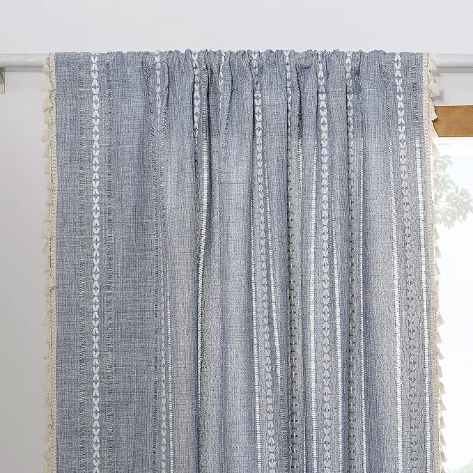 RoomTalks Boho Curtains for Bedroom Living Room 63 Inch Length Light Blue - Image 8