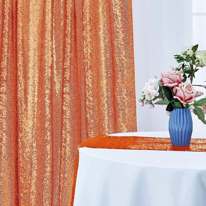 2×8FT-6PCS Orange Sequin Backdrop Curtains Panels, Photography Backdrop Glitter - Image 4