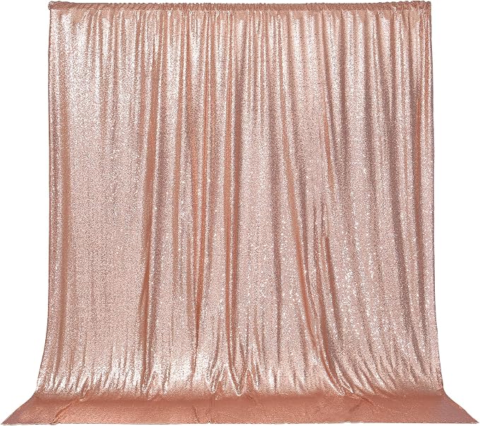 PartyDelight Rose Gold Sequin Backdrop 6x6ft Sparkly Photo Curtain | 4 Inch Rod - Image 2