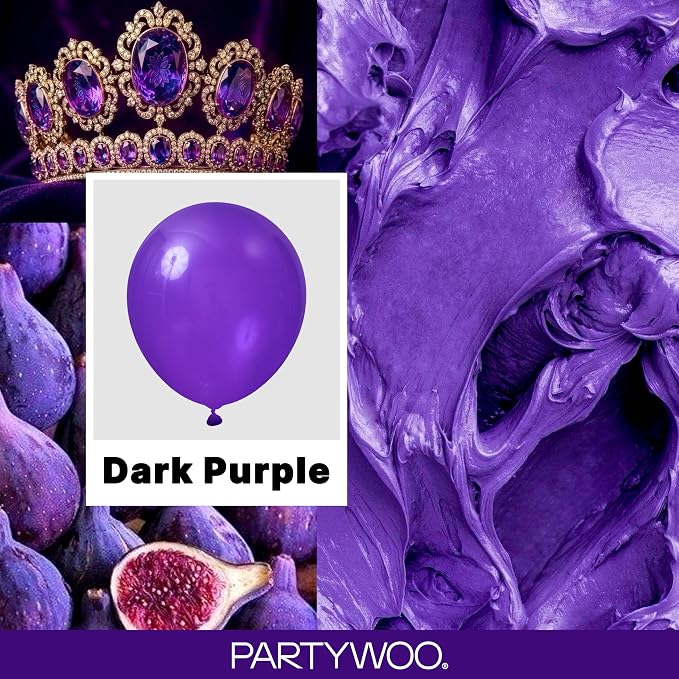 PartyWoo Dark Purple Balloons 128pcs Different Sizes of 18 12 10 5 Inch Royal - Image 2