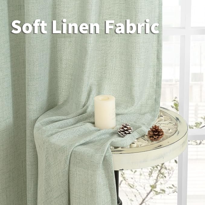 YoungsTex Sage Green Curtains, Linen Drapes 84 Inches Long - Image 8