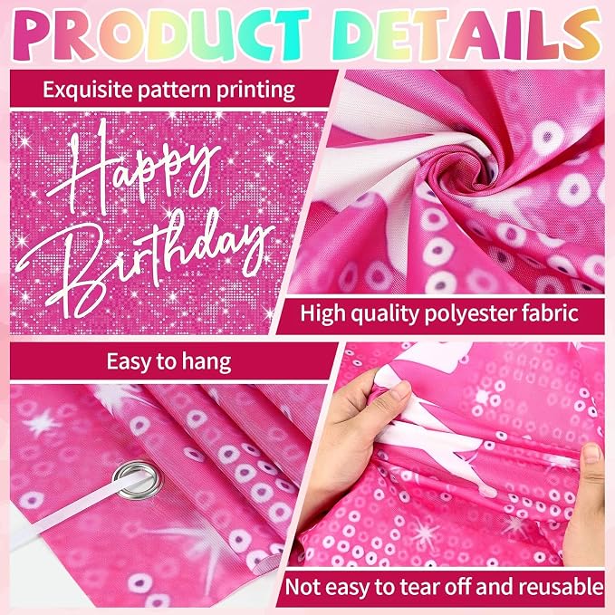 Glitter Happy Birthday Backdrop Banner, Happy Birthday Party Decoration Yard - Image 5