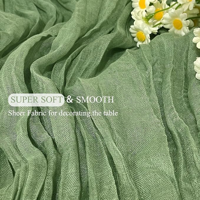6Pack Sage Green Cheese Cloth Table Runner 20x120inch Gauze Table Runners | - Image 7