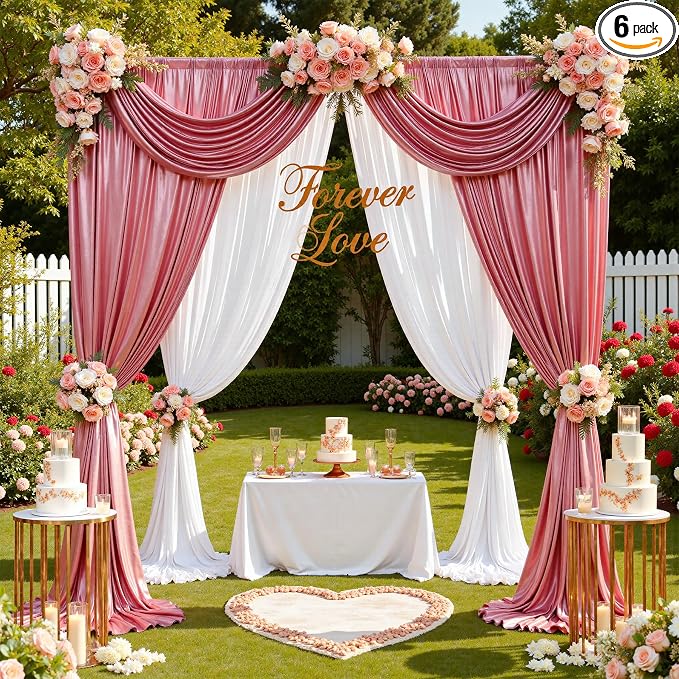 30x10ft Shimmer Rose Gold Sequin Backdrop Curtain by LeegleriTableSkirt