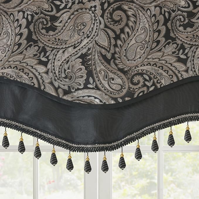 Madison Park Faux Silk Paisley Jacquard, Rod Pocket Curtain - Image 4