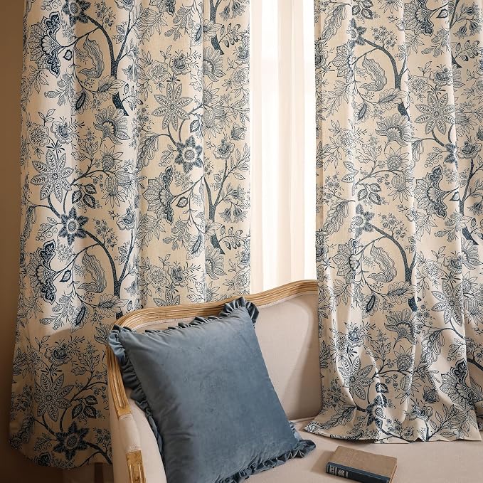Designer Elegant Linen Printed Curtains, 2 Panels, kitchen Bedroom Living Room - Image 9