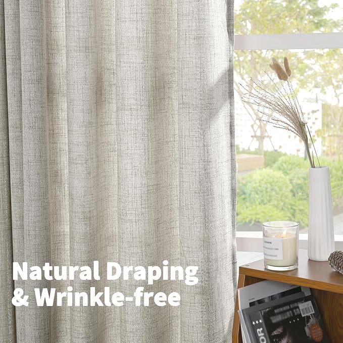 YoungsTex Linen Curtains for Living Room 52 X 80 Inch Length, Light Filtering - Image 7