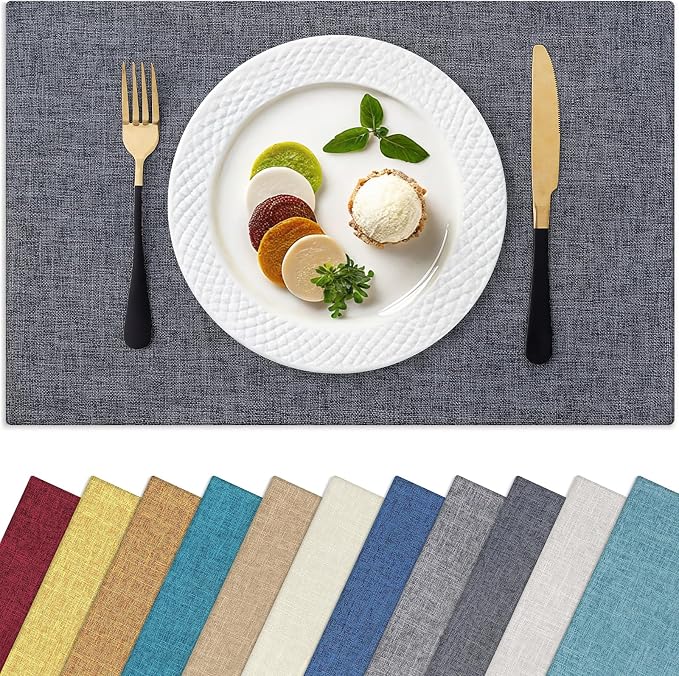 Homaxy Cloths Placemats for Dining Table Set of 4, Charcoal Gray | Heat by Homaxy