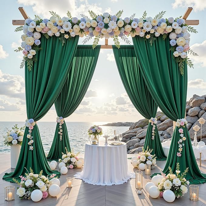 20 ft x 10 ft Wrinkle Free Hunter Green Backdrop Curtain - Image 2