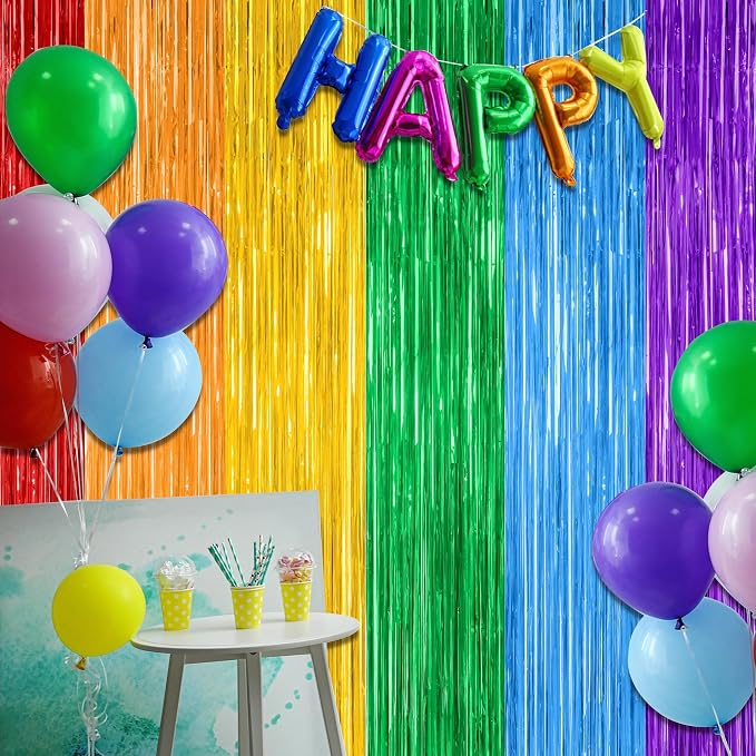 ZATAYE 4 Pack Rainbow Kindergarten Foil Curtain Streamer Decorations | Rainbow - Image 7