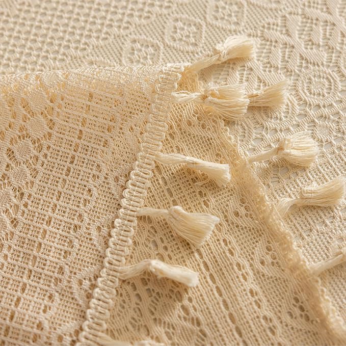 Sutuo Home Beige Boho Lace Curtains 72 inches Long - Image 9